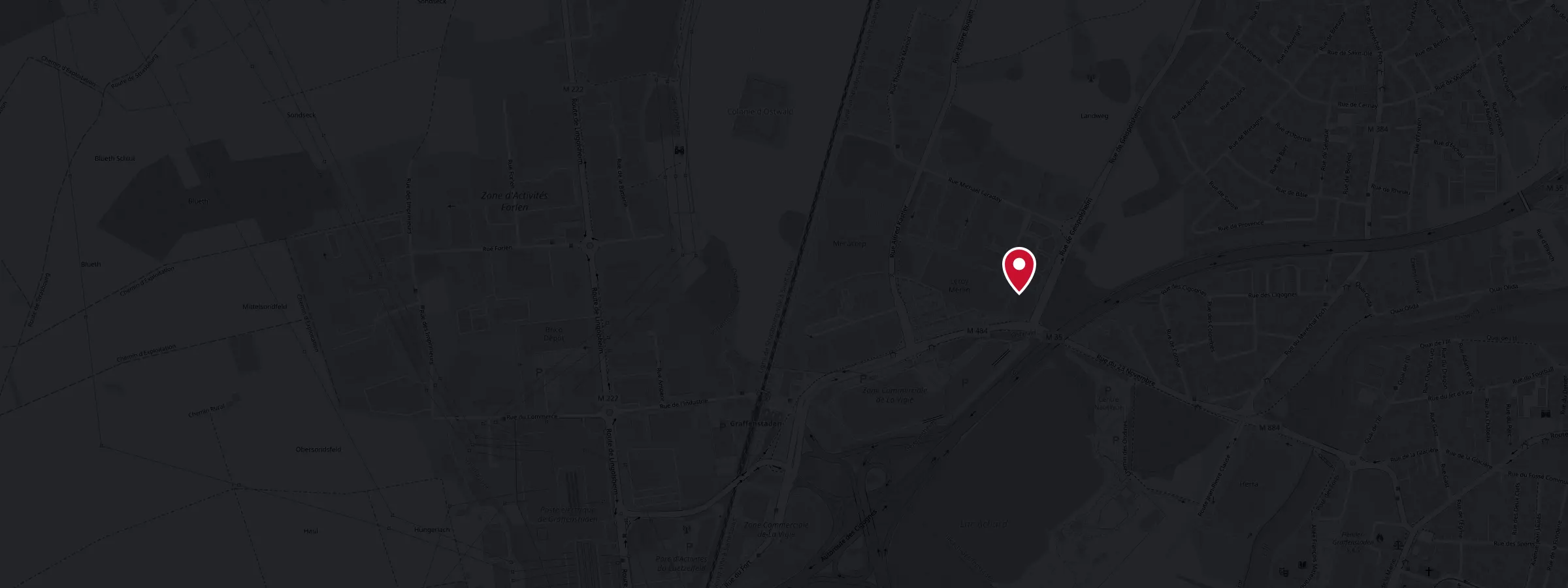 Access map: Askwert Motors, 9 rue Pierre et Marie Curie in Ostwald, in the La Vigie business park