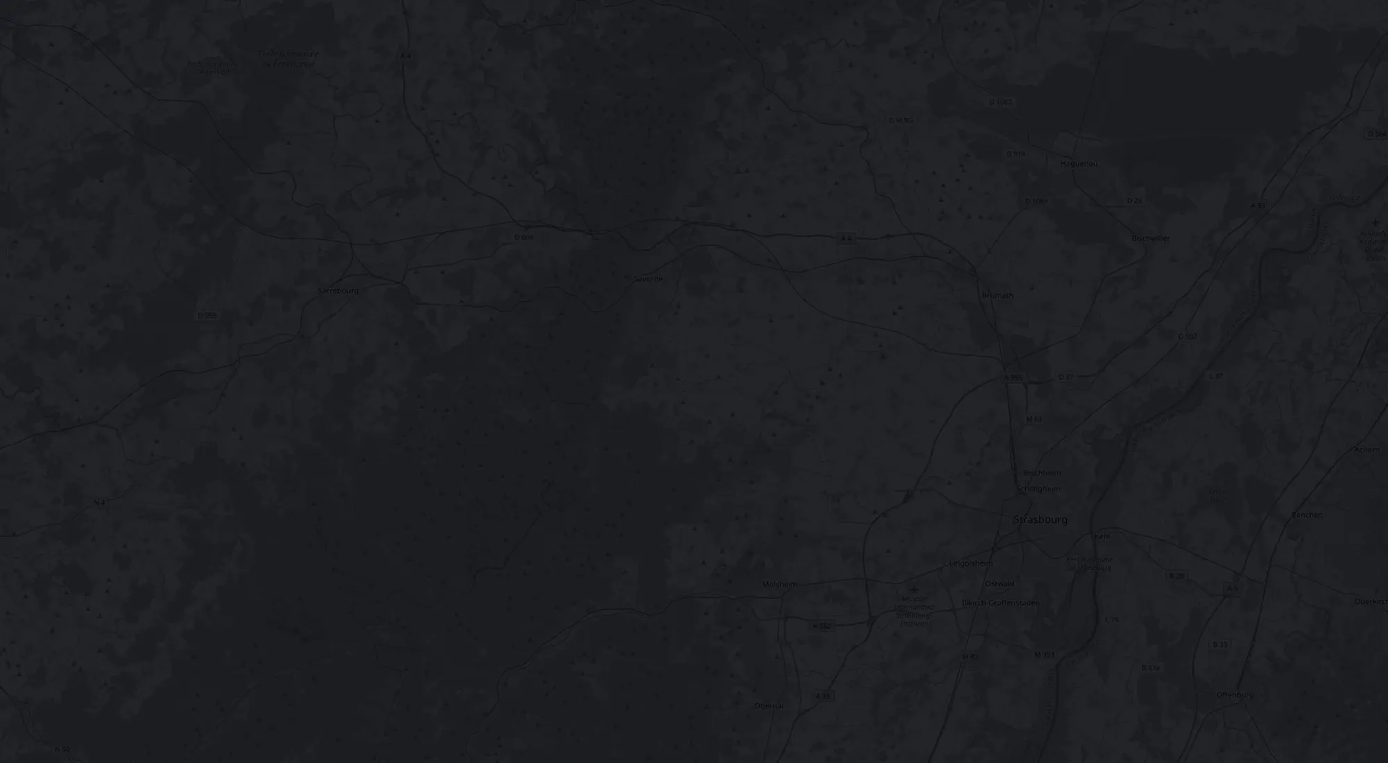 Map of the road route from Haguenau to the Askwert Motors workshop in Ostwald via the A4 and A35